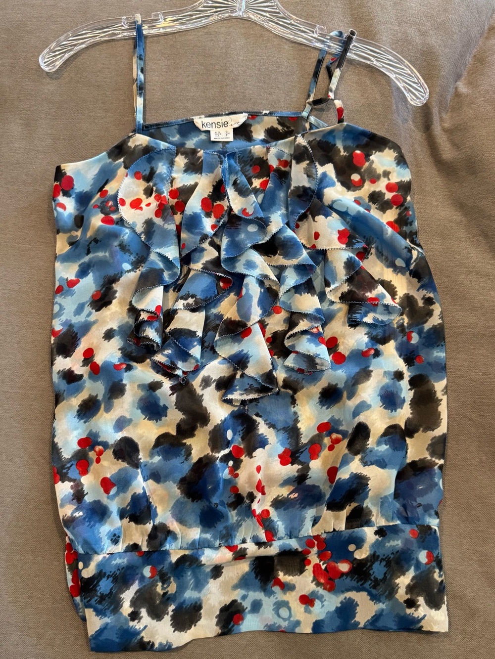 Kensie Blue, Black & Red Ruffle Cami